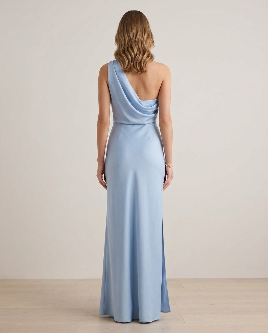 Balvaire Women's Contemporary Solid Dress - Light Blue back