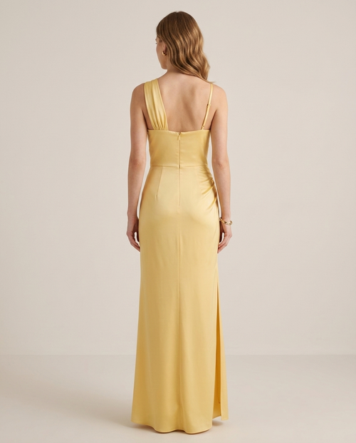 Balvaire Women's Contemporary Solid Dress - Yellow back