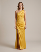 Balvaire Women's Contemporary Solid Dress - Yellow front