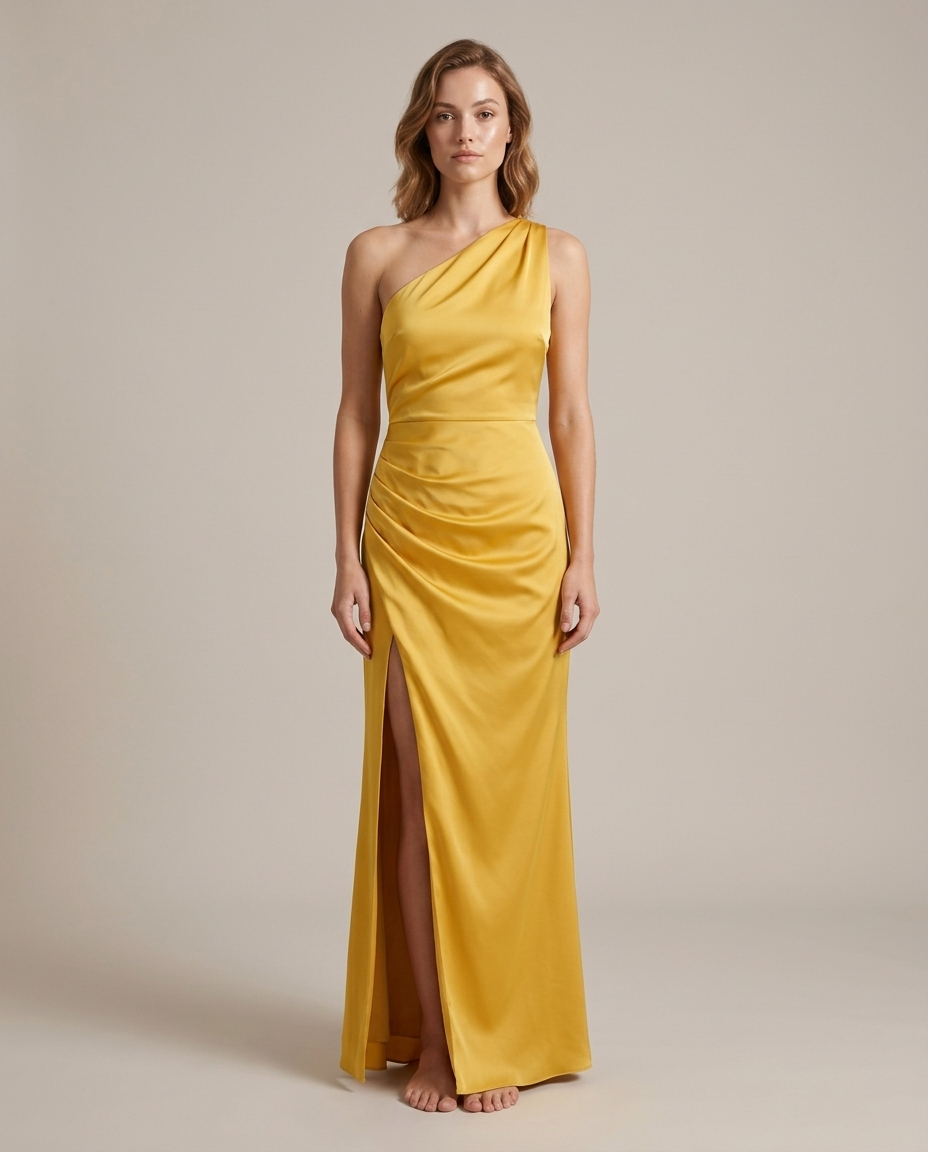 Balvaire Women's Contemporary Solid Dress - Yellow front