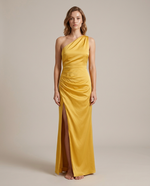 Balvaire Women's Contemporary Solid Dress - Yellow front