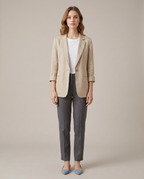 Balvaire Elegant Linen Blazer - Beige