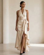 Balvaire Women's Evening Halterneck High-Low Dress - lifestyle