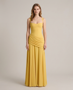 Balvaire Maxi Viscose Crepe Dress - Yellow