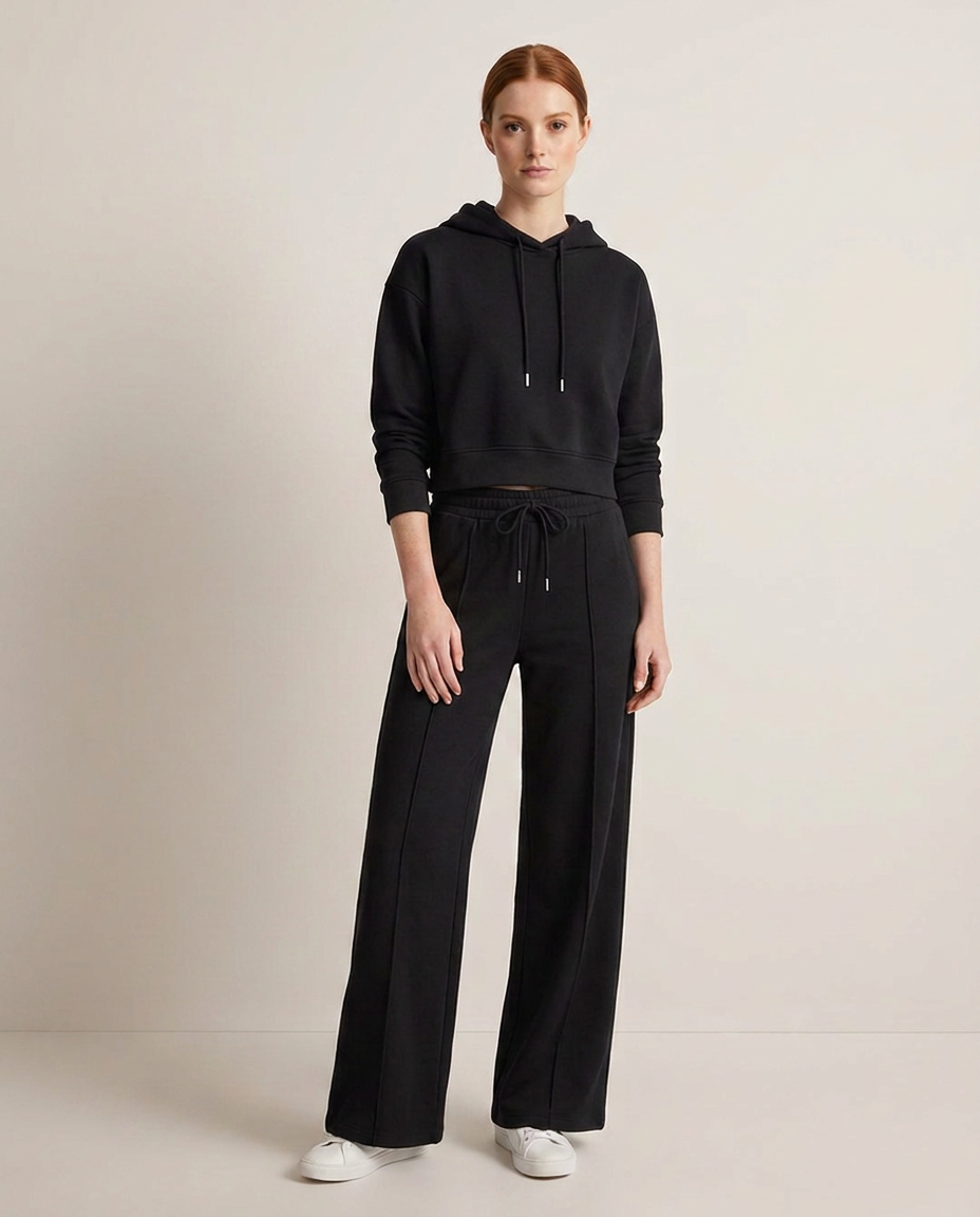 Balvaire Relaxed Wide-Leg Co-ord - Black