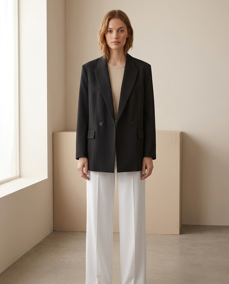 Balvaire Oversized Lapel Blazer - Black lifestyle