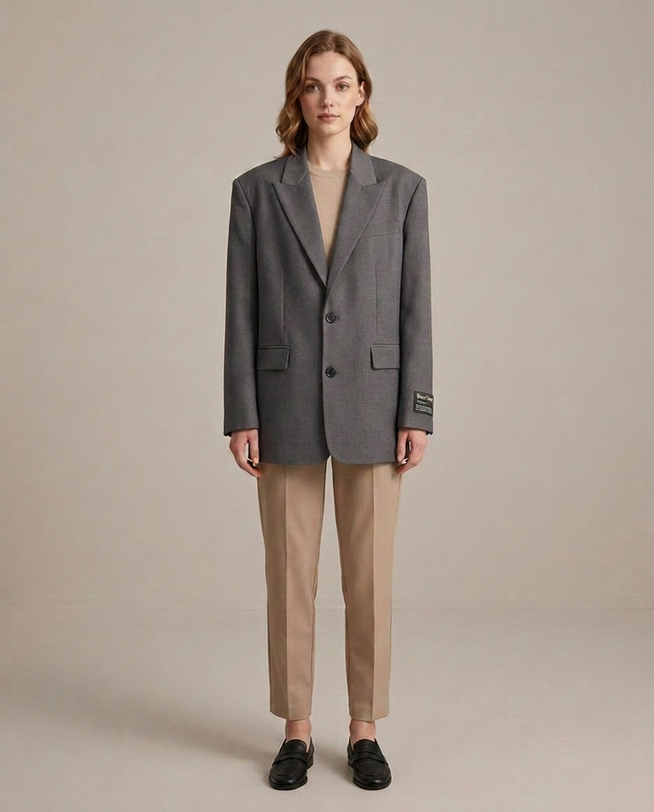 Balvaire Oversized Structured Blazer - Gray front