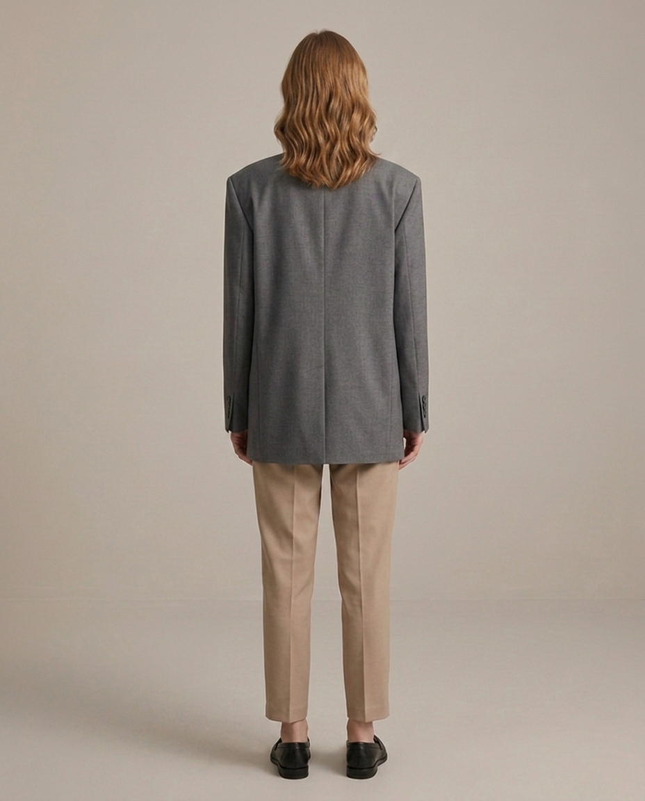 Balvaire Oversized Structured Blazer - Gray back