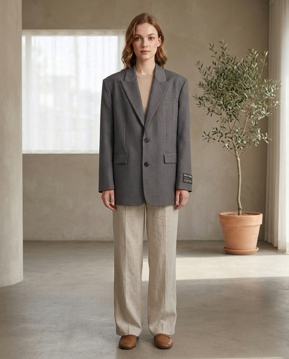 Balvaire Oversized Structured Blazer - Gray lifestyle