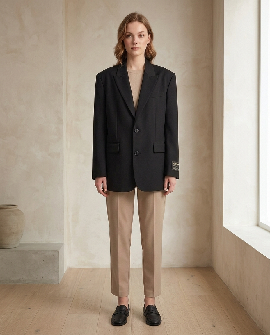 Balvaire Oversized Structured Blazer - Black lifestyle