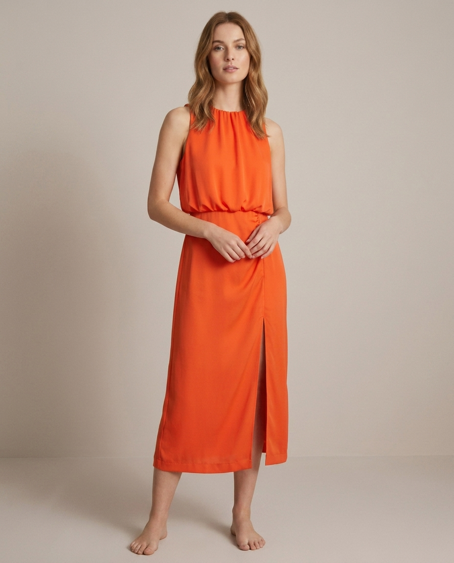 Balvaire Midi Elegant Dress - Orange front