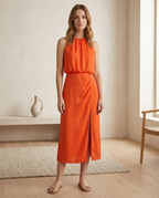 Balvaire Midi Elegant Dress - Orange lifestyle