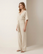 Balvaire Tailored Linen Jumpsuit - three quarter
