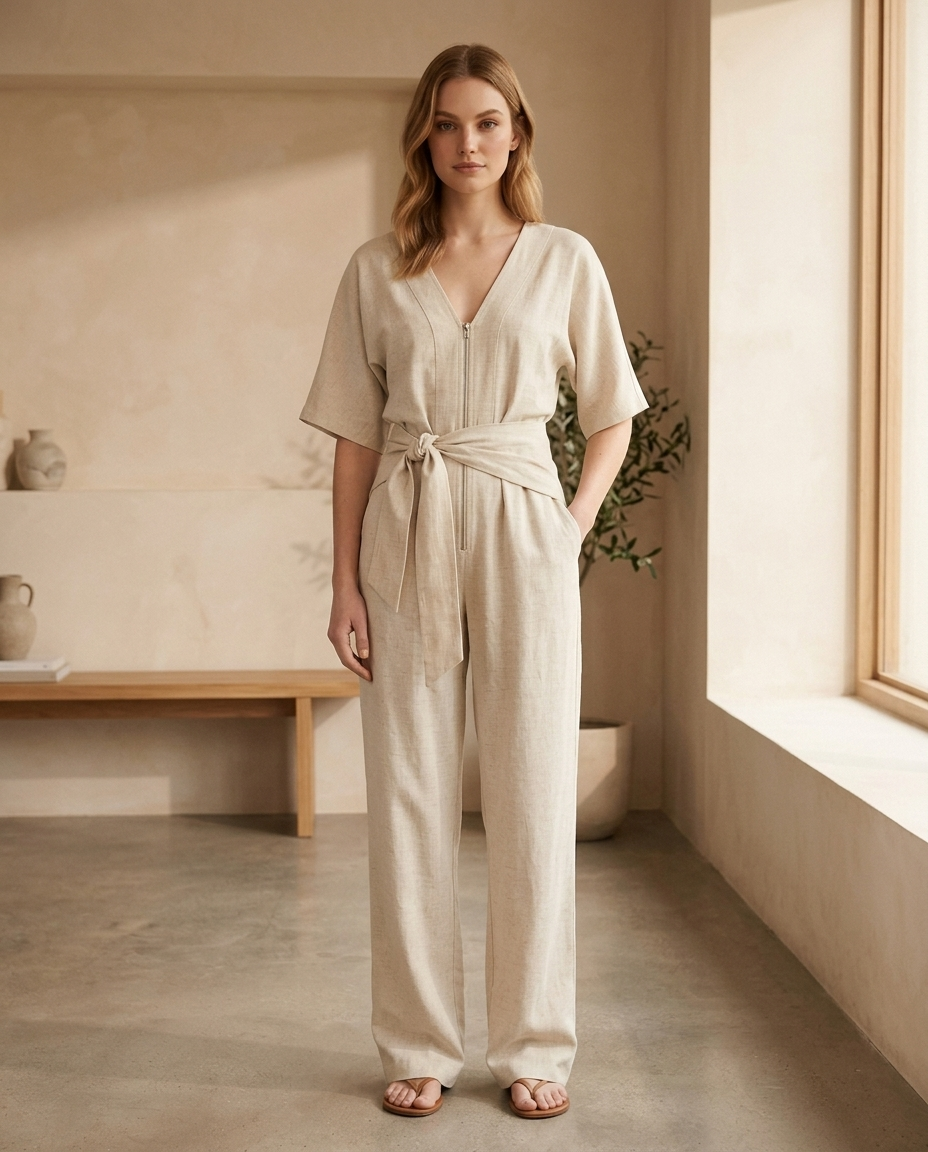 Balvaire Tailored Linen Jumpsuit - lifestyle