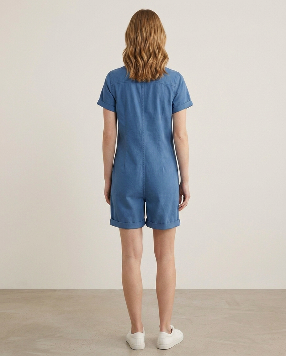 Balvaire Summer Short Cotton Jumpsuit - back